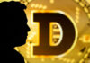 Silhouette of person with large golden D logo