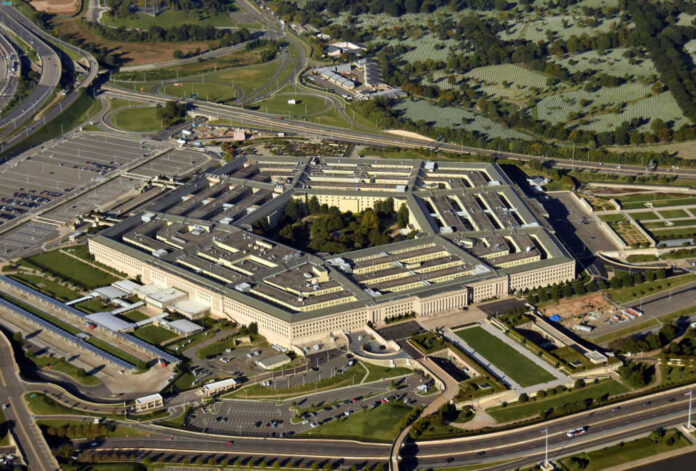 Aerial view of the Pentagon building in Virginia