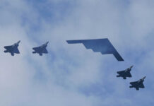 $600 Million Fighter — Nobody’s Flying It Five military aircraft flying in formation under clouds