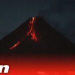 The Philippines' Mount Mayon volcano erupts as red hot lava