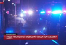 Graduation Bloodshed, Shooter Vanishes Three students shot, one dead at Fairfield graduation ceremony